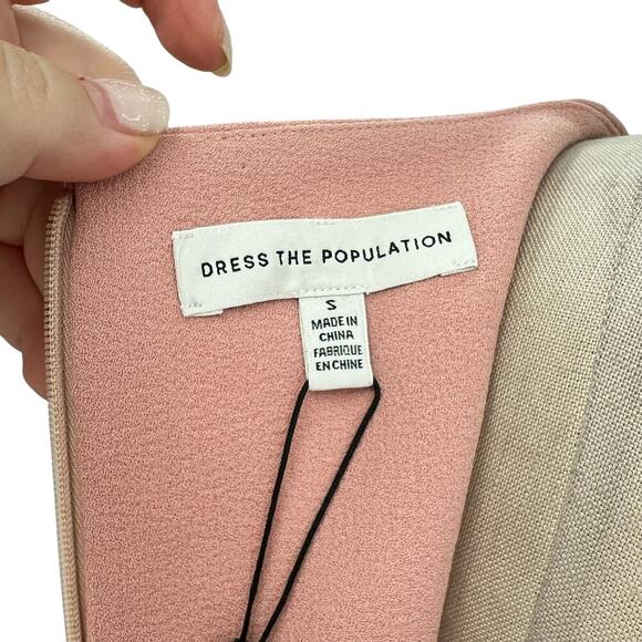 Dress the Population Elle Sweetheart Neck Sheath Midi Dress Blush Pink Small - Picture 13 of 16